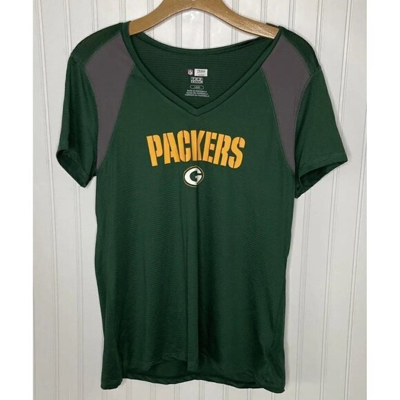 NFL TX3 Cool Green Bay Packers Women’s Large V-Neck Short Sleeve Game Day Tee - Picture 1 of 13